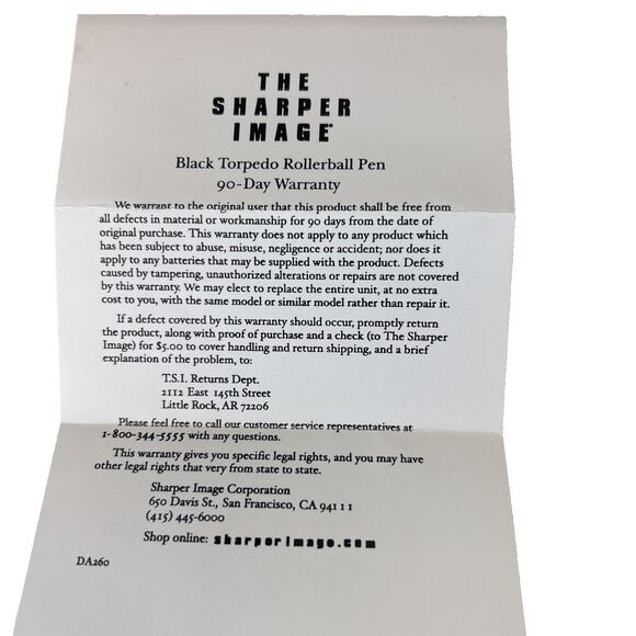 The Sharper Image Black Torpedo Rollerball Pen DA 260 In Wooden Gift Box NEW - Picture 3 of 8